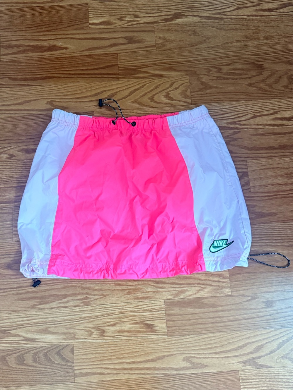 Nike Women's Neon Pink and White Colorblock Mini Skirt
